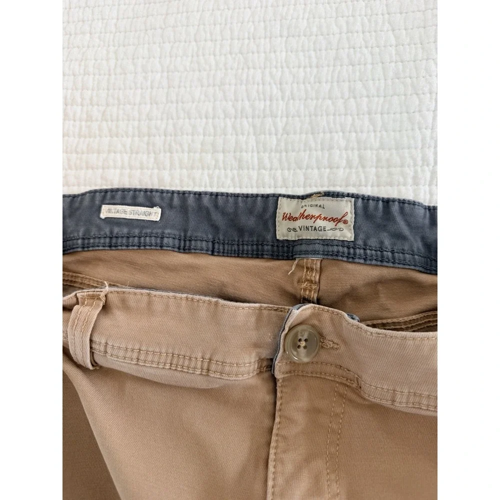 Weatherproof Vintage Mens Straight Fit Khaki Pants Tan 36x34‎ Stretch Cotton